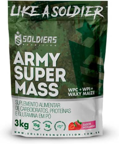 Hipercalórico Army Super Mass 3Kg - 100% Importado - Soldiers Nutrition Morango