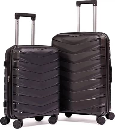 Kit Mala De Viagem 23Kg E 10Kg Expansível Polipropileno Tamanho Conjunto Pequena Bordo Medidas Anac E Media Para Despachar 8 Rodas 360 Rígida Resistente Leve (2-Peças (P/M))