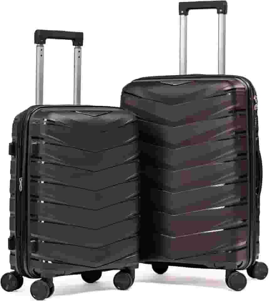 Kit Mala De Viagem 23Kg E 10Kg Expansível Polipropileno Tamanho Conjunto Pequena Bordo Medidas Anac E Media Para Despachar 8 Rodas 360 Rígida Resistente Leve (2-Peças (P/M))