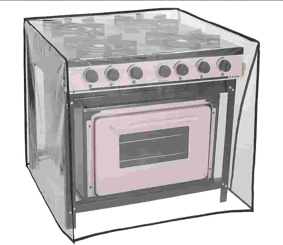 Capa Protetora para Fogão Industrial 78x85x85cm – Plástico Cristal Transparente Grosso Impermeável com Costura Reforçada e Acabamento Premium