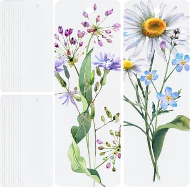 PLIGREAT 100 marcadores de página aquarela, 4 x 13 cm, marcadores em branco, 300 g, cartões de papel aquarela pintáveis com bloco de marcador de página para pintura faça-você-mesmo, caligrafia e