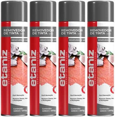 Kit 4 Etaniz Removedor Tinta Verniz Pichação Grafite 400ml