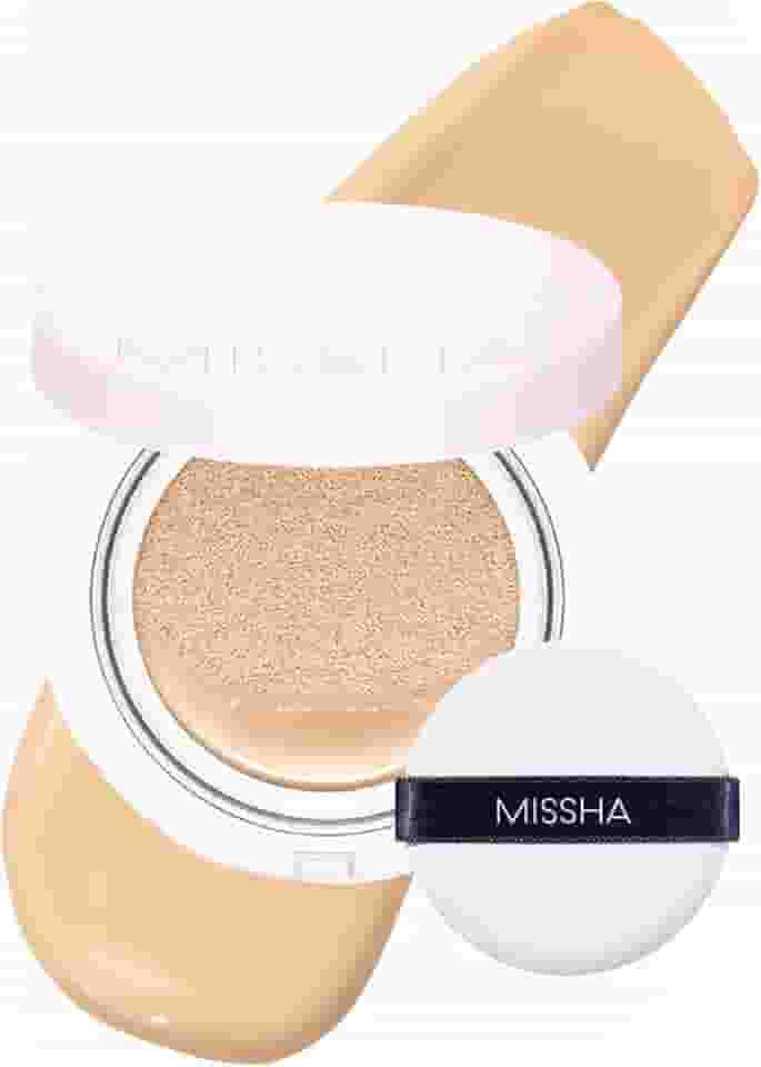 MISSHA Base Magic Cushion No.23 Natural Bege para luz com tom de pele neutro - Cobertura impecável, acabamento orvalhado, fácil aplicação para todos os tipos de pele
