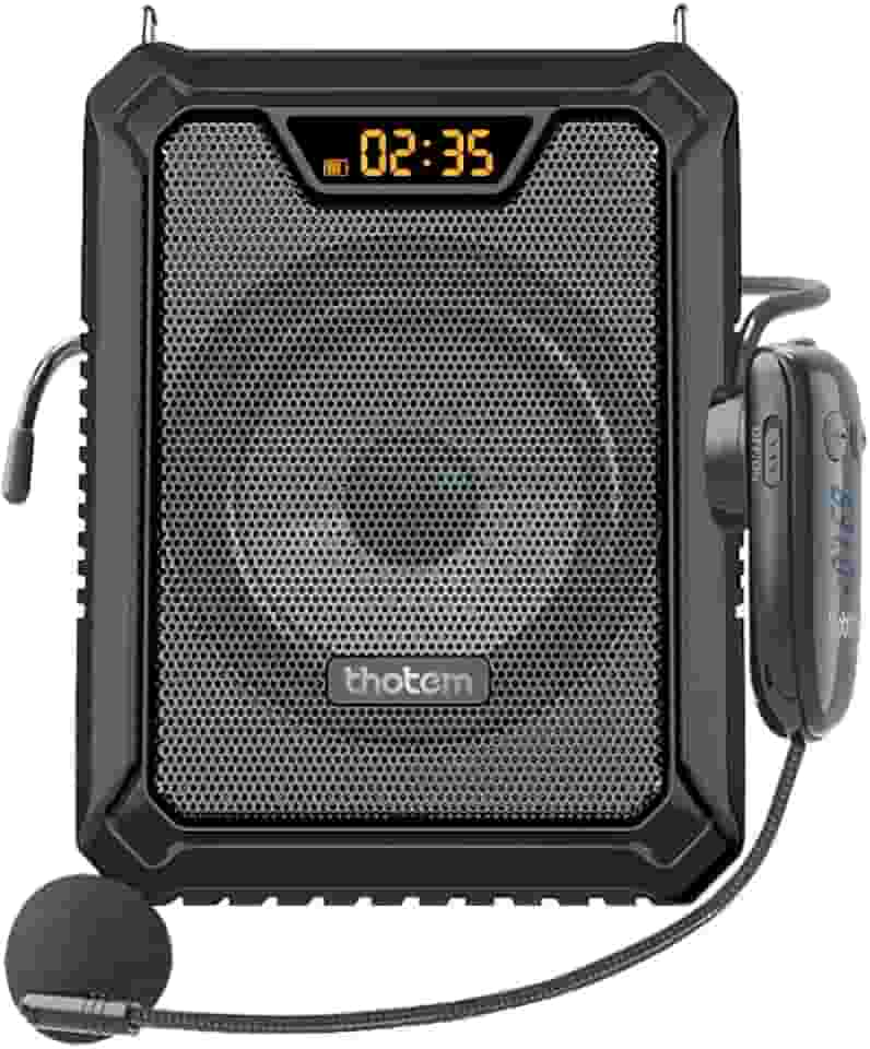 Amplificador Profissional Portátil de Voz THOTEM A20, 25W de potência e acompanhado de 2 Microfones – O Kit do Professor