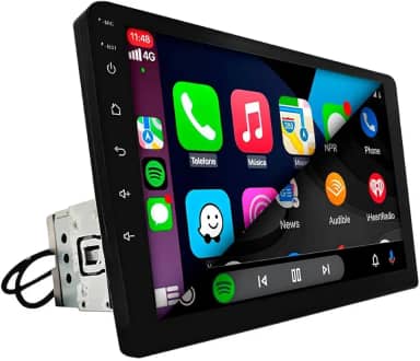 CENTRAL MULTIMÍDIA, MP5 1 DIN TELA DE VIDRO IPS 9' FULL TOUCH, FM, USB, SD, AUXILIAR, BLUETOOTH, ESPELHA ANDROID E IOS COM CARPLAY E ANDROID AUTO, CONECTIVIDADE COM OU SEM FIO