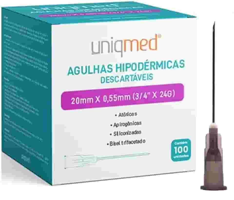 Agulha Hipodérmica Descartável 20X0,55MM 3/4 x 24G 100 Unidades