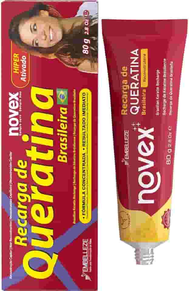 Novex Brazilian Keratin Recharge Tubo Leave In 80g / 2,8 oz - Reconstructive queratina, controle de frizz e reparação de danos