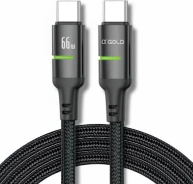 Cabo USB-C 1M Tipo C Turbo 66W Ultra Rapido Nylon Trançado e Reforçado | Android e Iphone Notebook Tablet Qualidade Premium Carregamento Transferência de Dados | Preto