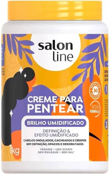 Salon Line, Creme de Pentear, Brilho Umidificado, Vegano - Cabelos Ondulados, Cacheados e Crespos, 1 Kg