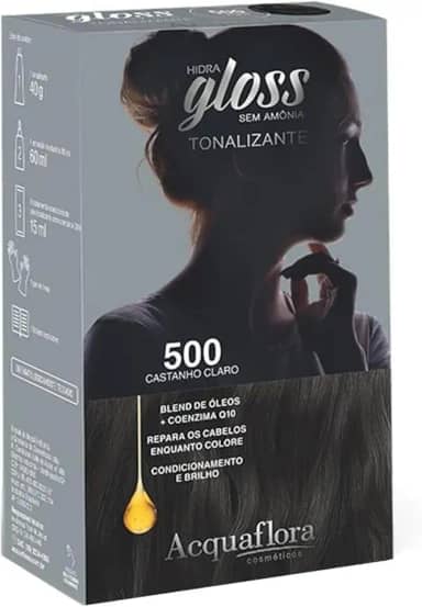 AcquaFlora Kit Acquaflora Hidra Gloss 500 Castanho Claro - Tonalizante