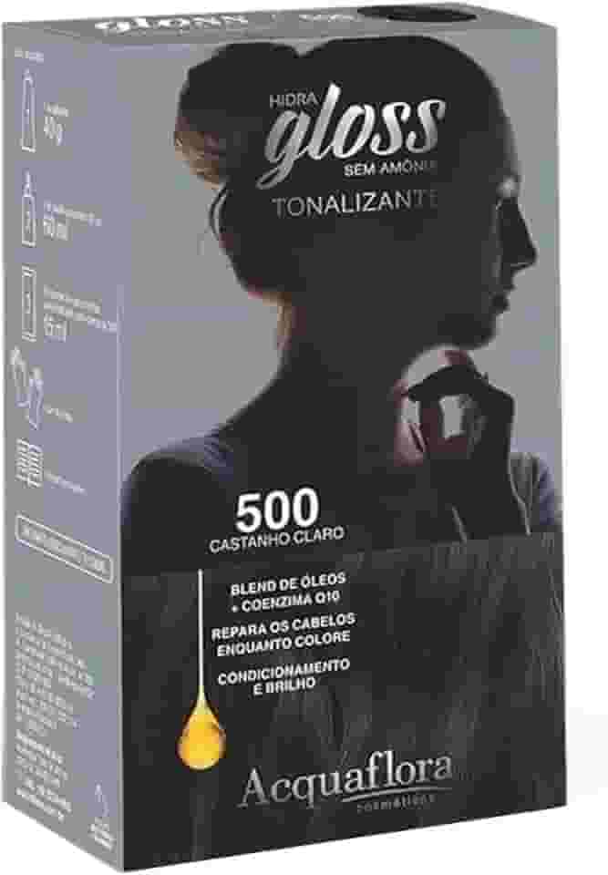 AcquaFlora Kit Acquaflora Hidra Gloss 500 Castanho Claro - Tonalizante