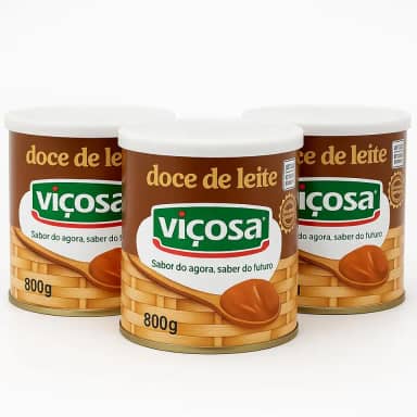 Kit 3 Latas Doce de Leite Viçosa 800g – Cremoso, Artesanal, Tradicional, Sabor Mineiro, Ideal para Sobremesas e Recheios – Premiado Melhor Brasil