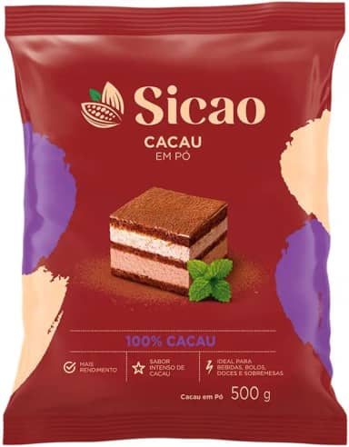 Cacau Em Pó Alcalino 100% 500g Sicao