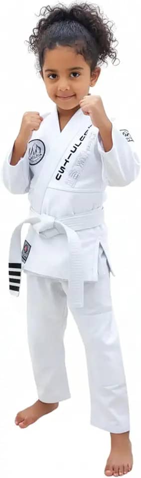 Kimono JIU JITSU INFANTIL, nas cores, preto, azul, branco e rosa, brim reforçado, acompanha faixa branca com tarja preta