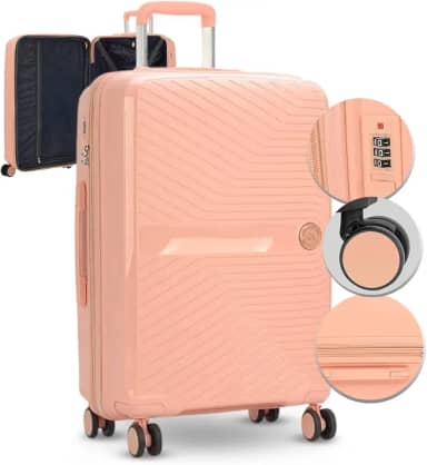 Mala de Viagem de Bordo 10kg Feminina Polo King em Polipropileno, Zíper Expansível com Cadeado (Salmão, Bordo)