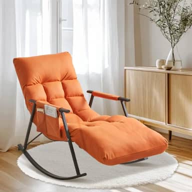 Cadeira de Balanço Adulto, Estilo Exclusivo, Cadeira Balanço, Poltrona Balanço, Laranja, 60 cm x 74 cm x 85 cm