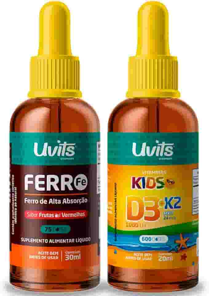Kit Ferro Bisglicinato 30ml + Vitamina D3 K2 Kids 20ml Uvits