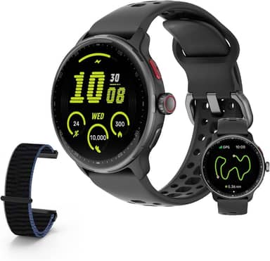 Bettdow SmartWatch GPS, Relogio Smartwatch Masculino e Feminino, 1,43 polegadas HD AMOLED, chamada Bluetooth, Esportivos relógio com voz por IA, Compatível com Android iOS, 2 Pulseiras (preto)