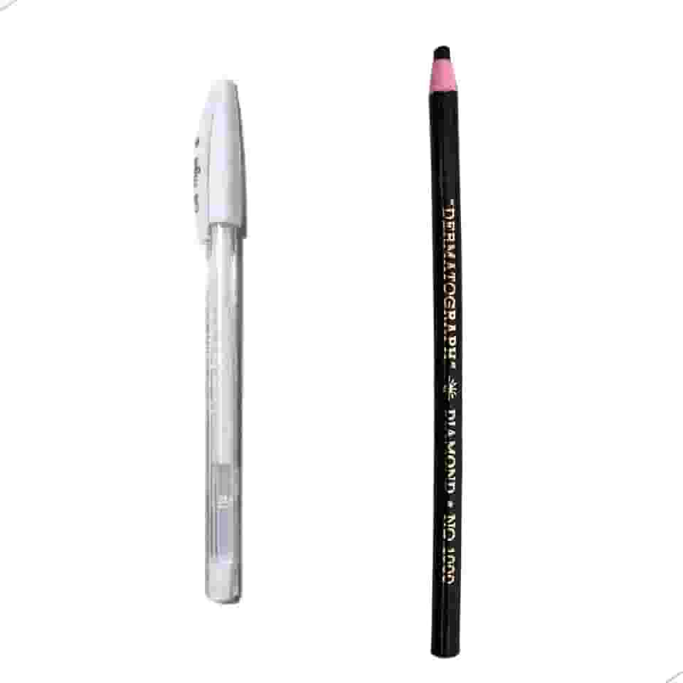 Lápis Dermatográfico + Caneta de Gel Branca Design de Sobrancelhas Profissional