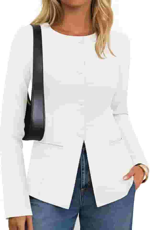 Blazers femininos casuais para negócios, outono, manga comprida, botões, jaquetas, roupas de trabalho para escritório, blazer ajustado, roupas 2025