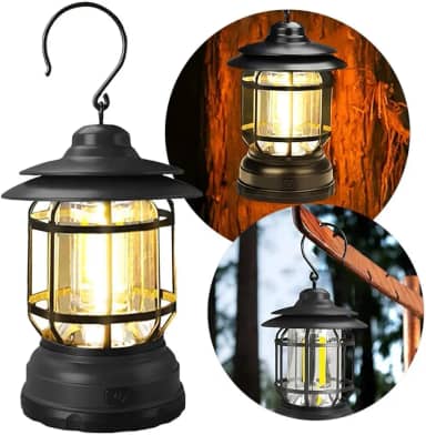 Lampião LED Retrô Recarregável USB – Luz Ajustável, Portátil e Econômico – Ideal para Camping, Decoração e Iluminação de Emergência