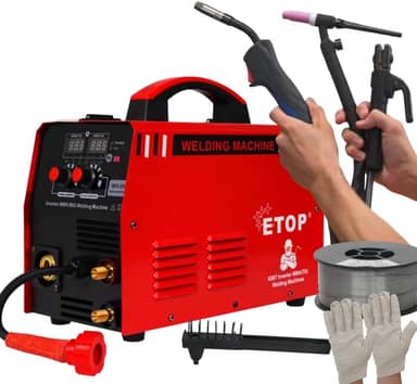 Inversora Solda Multiprocesso Sem/Com Gás Tig Mig Mma 4 Em 1 Cor Vermelho Frequência 220v 50 Hz/60 Hz + Haste De Tungstênio Fios De Solda