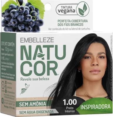 natucor Tinta de Cabelo Naturalmente Inspiradora 1.00 Kit, Uva Preta/Preto Intenso