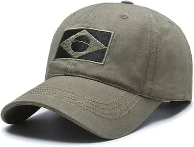 Boné Tático Militar com Bandeira Brasil, Ajustável, Ripstop, Proteção UV50+, Alta Durabilidade