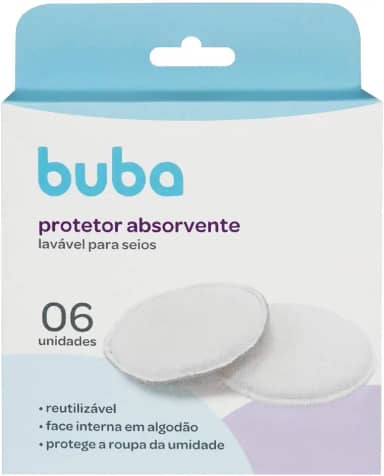 Kit Protetores Absorventes P/Seios Lavaveis, BUBA, Branco
