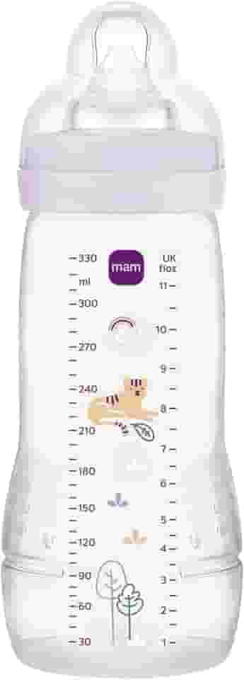 MAM Baby 1 Mamadeira Easy Active 330ml Com Formato Ergonômico e Fácil de Segurar para Crianças 4+ Meses com Bico de Silicone Skinsoft, Rosa