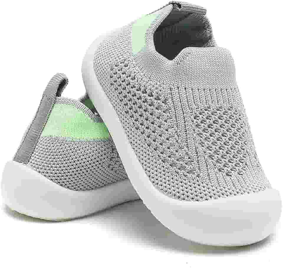 Tênis Sapatinho Meia Infantil Antiderrapante para Primeiros Passos, Bebê 0-36 Meses, Malha Flexível, Ultra Leve 28g, Unissex, Cinza, Azul, Amarelo ou Rosa
