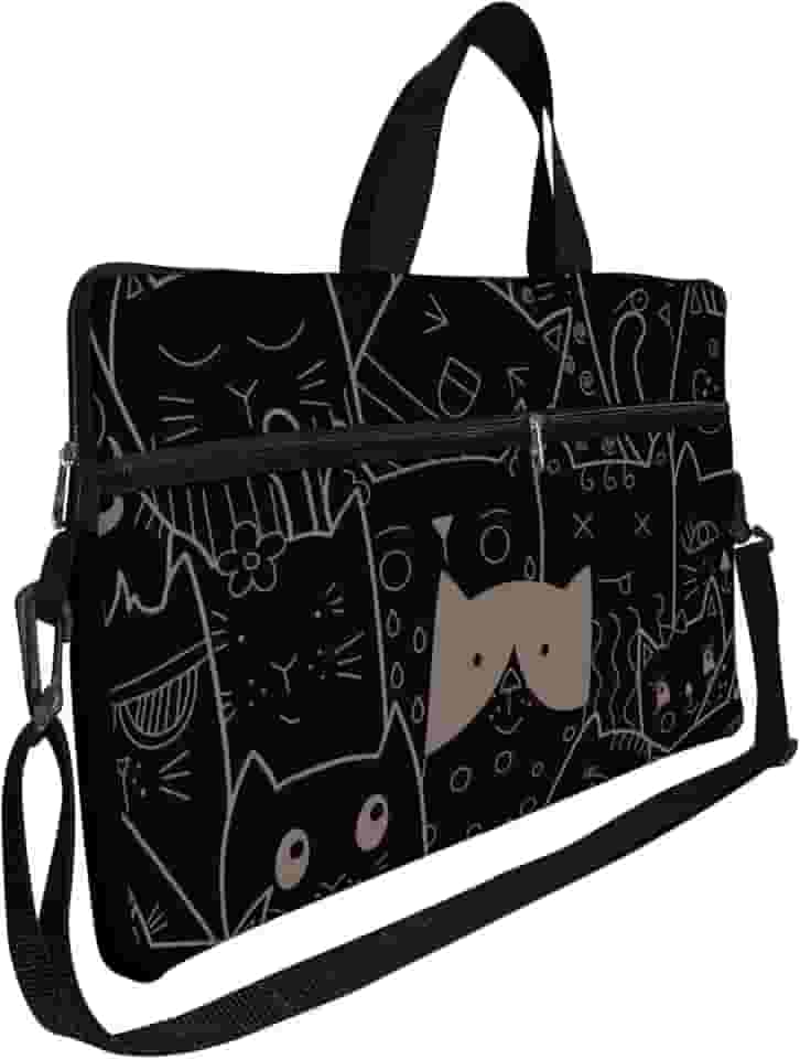 Case Capa Maleta Premium Para Notebook Laptop de 15,6 com Alça de Mão Alça de Ombro e Zíper Lateral - Gatinhos Pattern