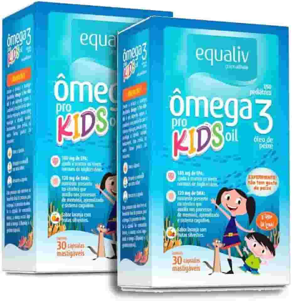 Kit 2 Equaliv Ômega 3 Kids 30 Cápsulas Ômega EPA DHA Mastigavel