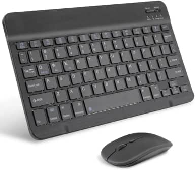Combo Teclado e Mouse Sem Fio Bluetooth - Teclado Ultrafino, Recarregável - Kit Compatível com Tablets e PCs (Preto)