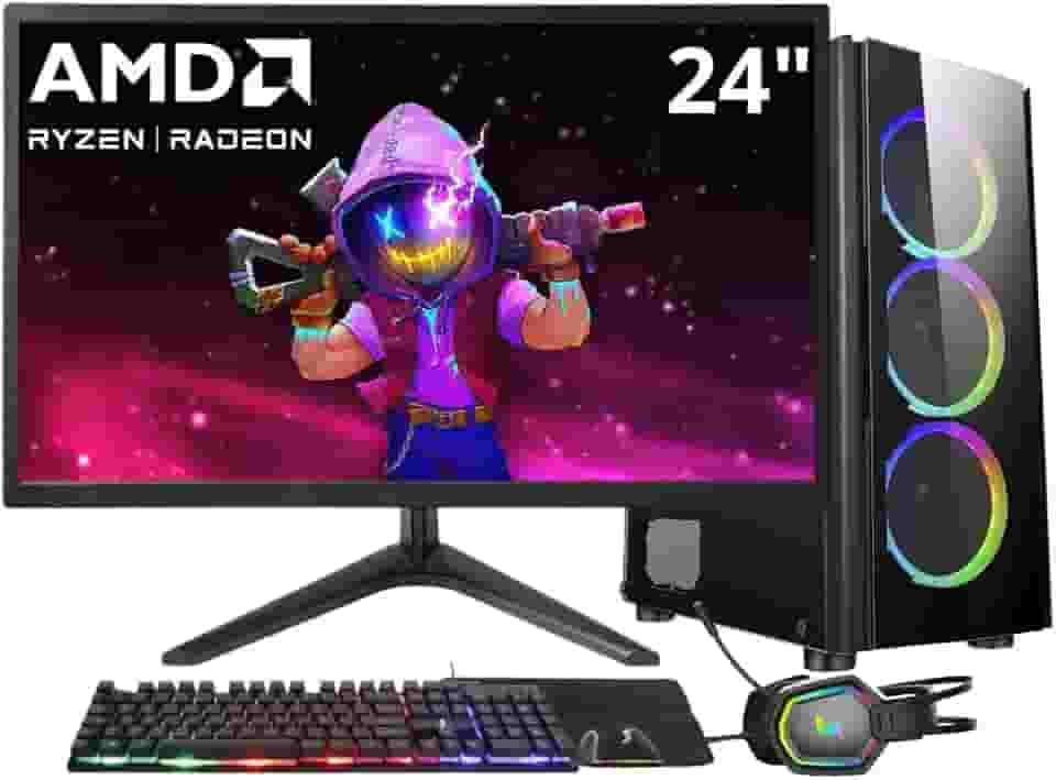 PC Gamer 3green Winner, AMD Ryzen 7 5700G, 16GB DDR4, SSD 1TB, Gráficos Radeon VEGA, Fonte 500W, Monitor 24' LED, Kit Gamer completo - GSW-24014