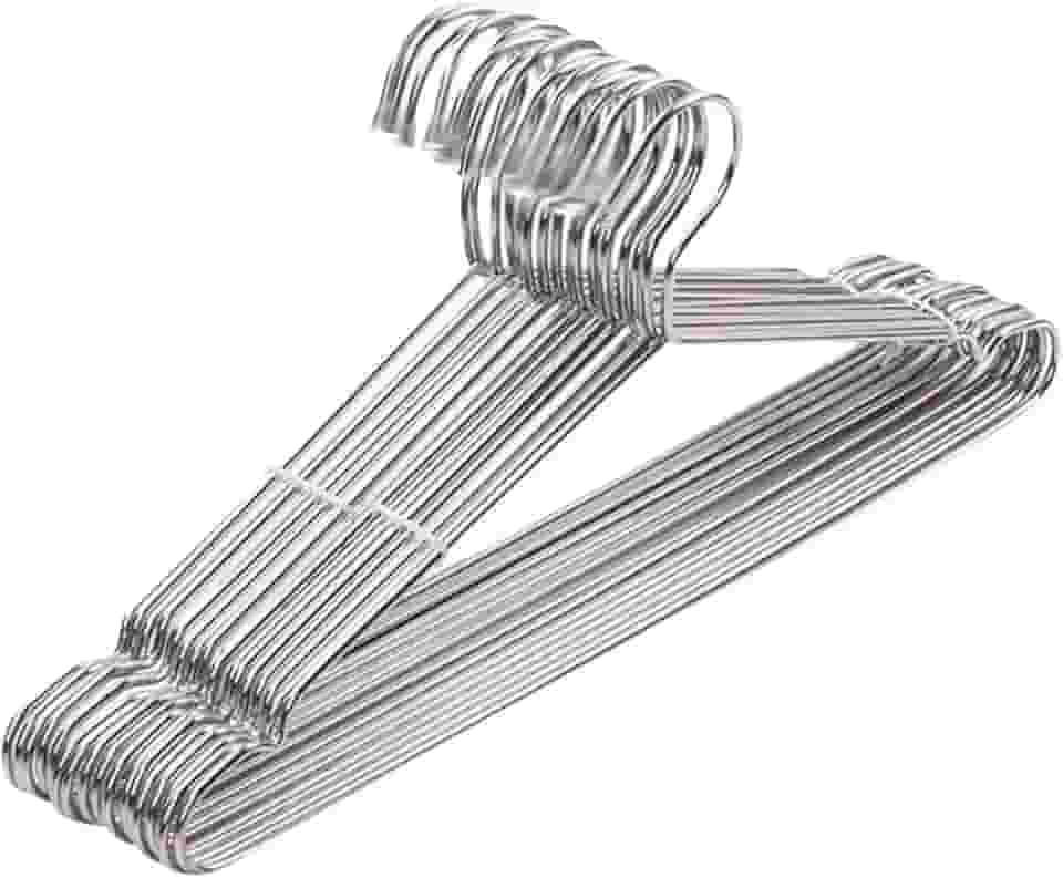 Kit de 20 Cabides de Metal Cromado Adulto Resistente Saia Camiseta Roupa Camisa Premium Casa Buritis