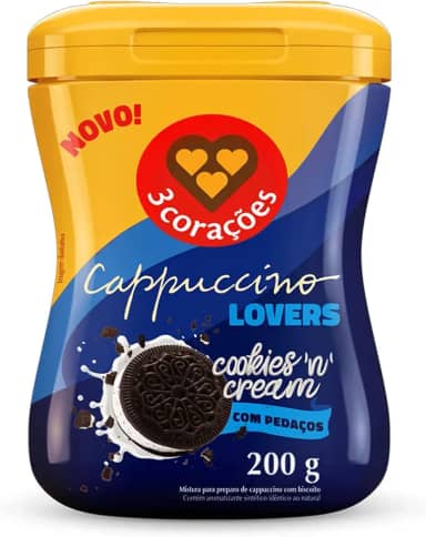 3 Corações Cappuccino Sabor Cookies n' Cream, 200g
