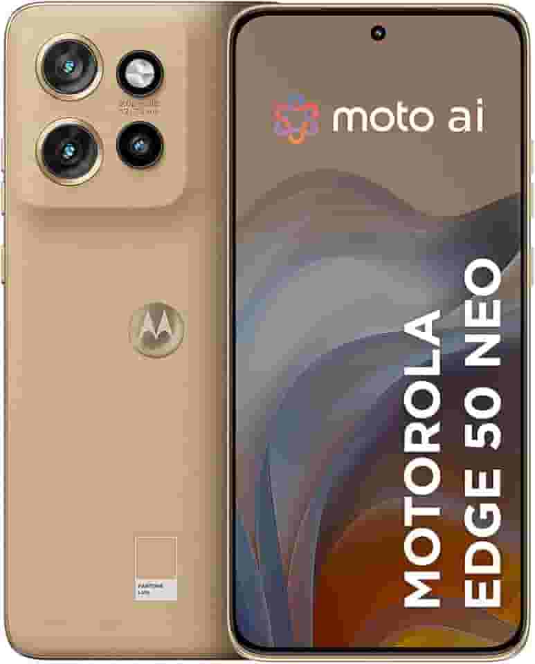 Smartphone Motorola Edge 50 Neo 5G - 256GB 16GB (8GB RAM+8GB Ram Boost) 50MP Sony Camera Moto AI Ultrarresistencia militar - Latte Vegan Leather