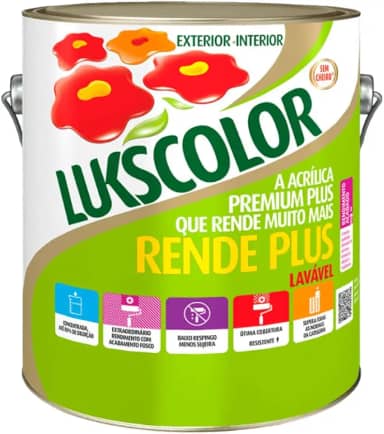Tinta Acrílica Premium Lavável Rende Plus Lukscolor 3,6l (Pessego)