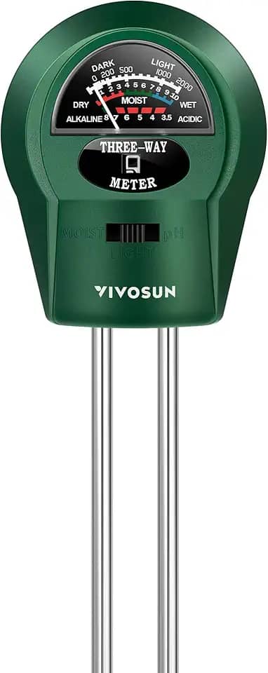 VIVOSUN Testador de solo, medidor de umidade de plantas 3 em 1, testador de pH leve, para casa, jardim, gramado, fazenda, uso interno e externo, promove o crescimento saudável das plantas