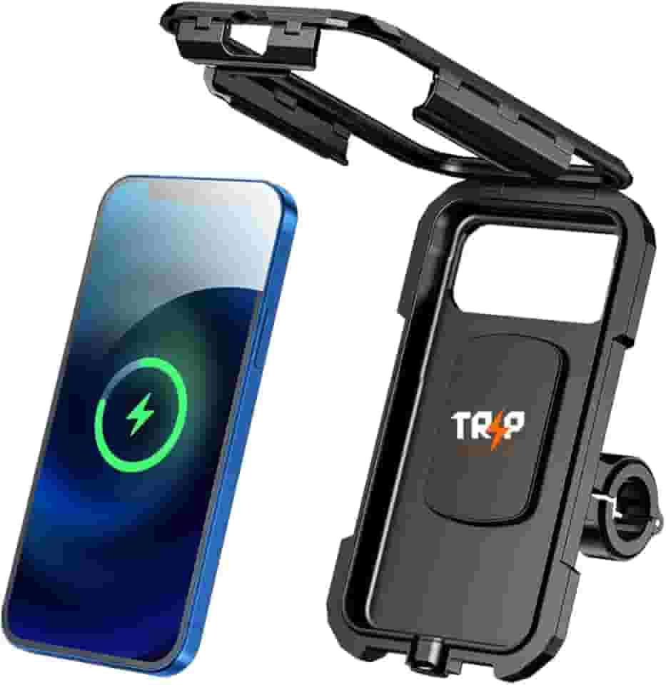 Suporte Celular Impermeável Capa Celular Moto Case Prova d'água Carregamento Turbo Via Indução Wireless Cabo USB C Universal Motos Guidão Retrovisor Waterprool Capinha Chuva Gps para Moto