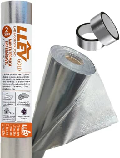Manta Térmica Foil De Subcobertura Dupla Face 100m² + 2 Fitas Telhado Casa Reforma