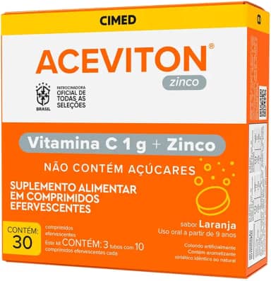 Aceviton Vitamina C e Zinco 30 Comprimidos Efervescentes