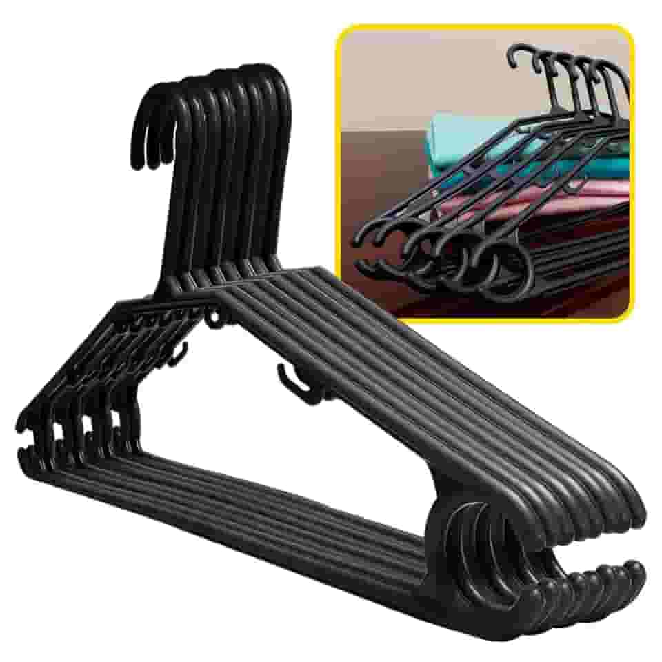 Cabides Pretos Policorda Super Resistentes com Fragrância de Talco e Antideslizantes Ideal para Todos os Tipos de Roupa (20)