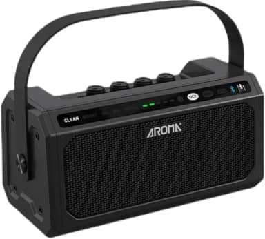 Amplificador Portátil para Guitarra Elétrica AROMA TG-08 com Bluetooth 5.0, Bateria Recarregável USB-C, 8W de Potência, Efeitos DSP (Clean/Overdrive/Delay/Reverb), 20 Ritmos e Metrônomo - Ideal