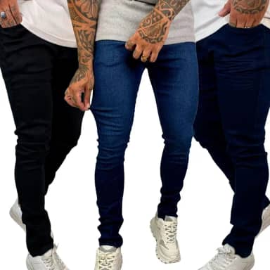 Kit ATÉ 3 Calça Masculina Slim Com Elastano Variadas Lisa Básica Premium Dia a Dia Jeans Homens