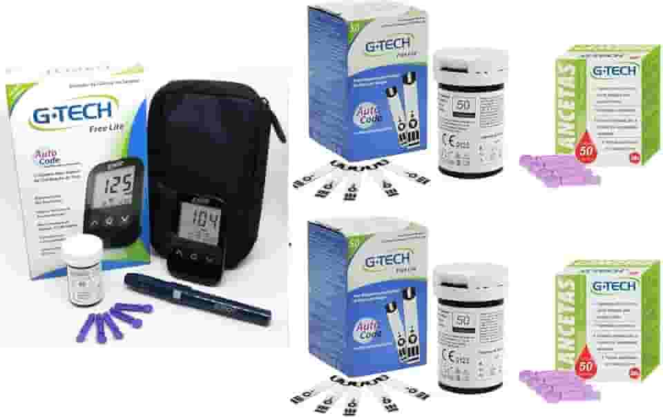 Medidor De Glicose G-tech Lite + 100 Tiras + 100 Lancetas