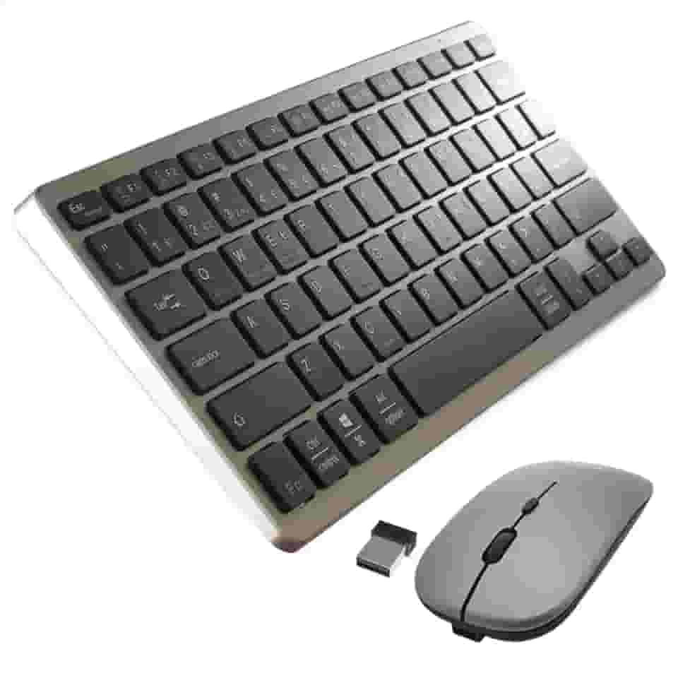 Teclado e Mouse Sem Fio Bluetooth Recarregável ABNT2 - Padrão Wireless para Celular, Notebook, iPad e Tablet - Ideal para Escritório