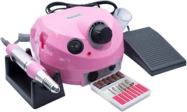 Lixadeira Motor Elétrica Porquinho com Pedal para Unhas Nail Drill Profissional Bivolt 110v - 220v, Rosa