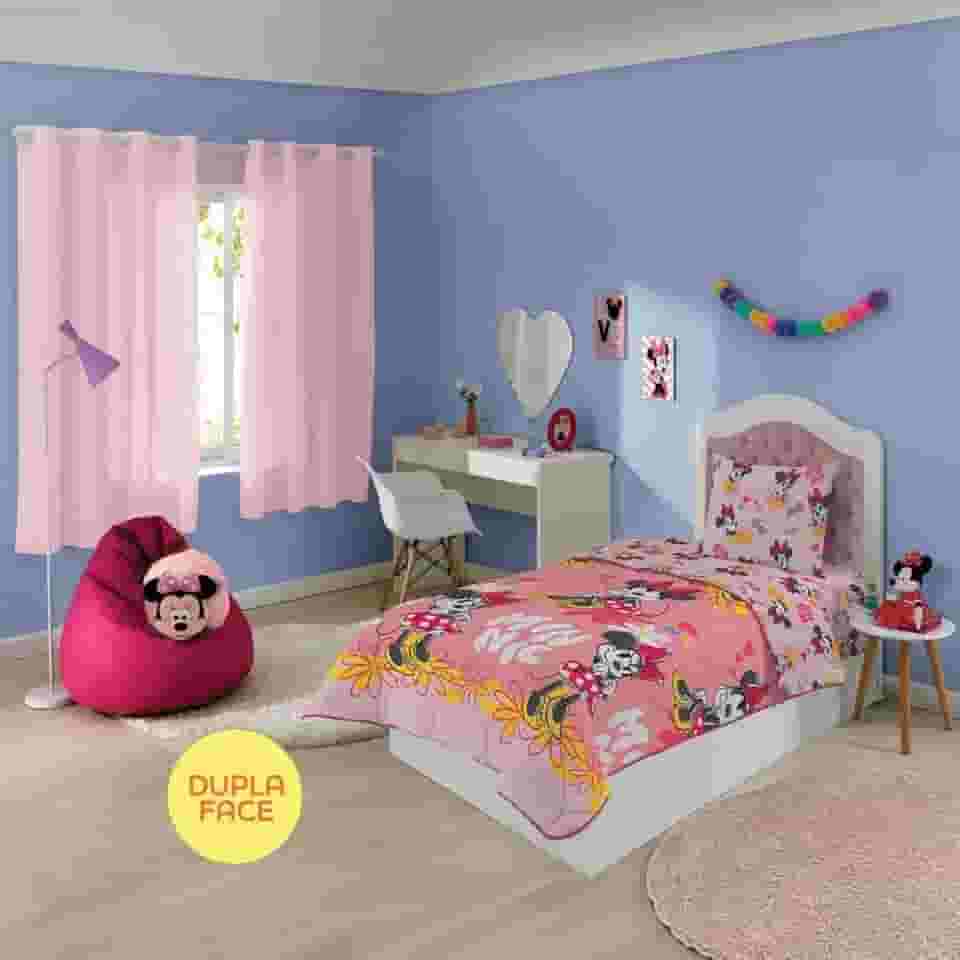 Lepper, Edredom Minnie Solteiro Infantil Dupla Face Microfibra Lepper